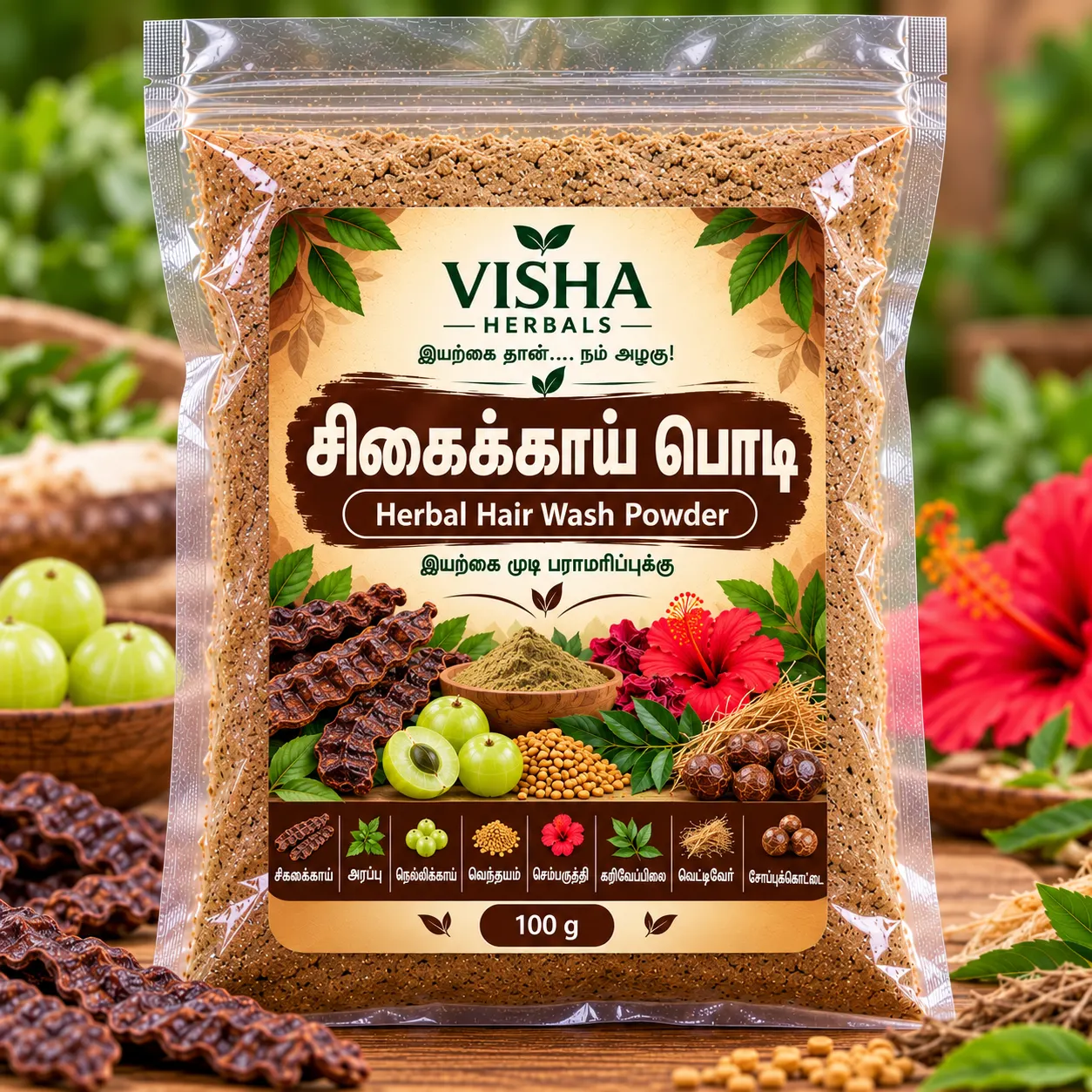 Visha Herbals Shikakai Herbal Hair Wash Powder 100 g